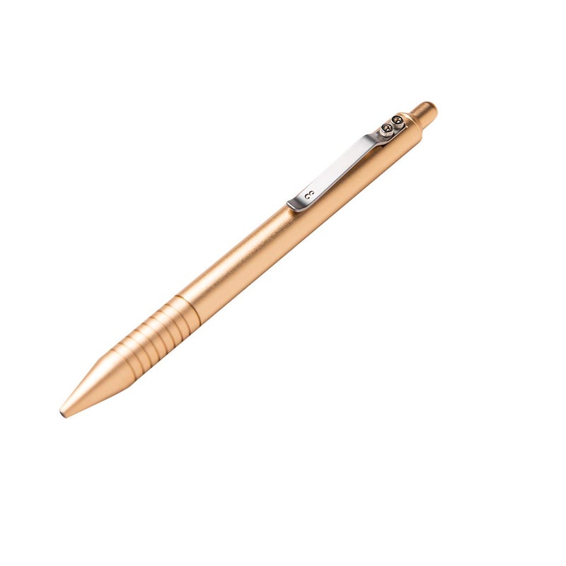 Everyman Gold Grafton Full Click Refillable 0.7mm Gel Ink Pen | Sleek Anodized Aluminum EDC Pen with Deep Grooved Grip | Smooth Writing Pocket Pen for Office, Travel, Gifting & Daily Use - Image 1
